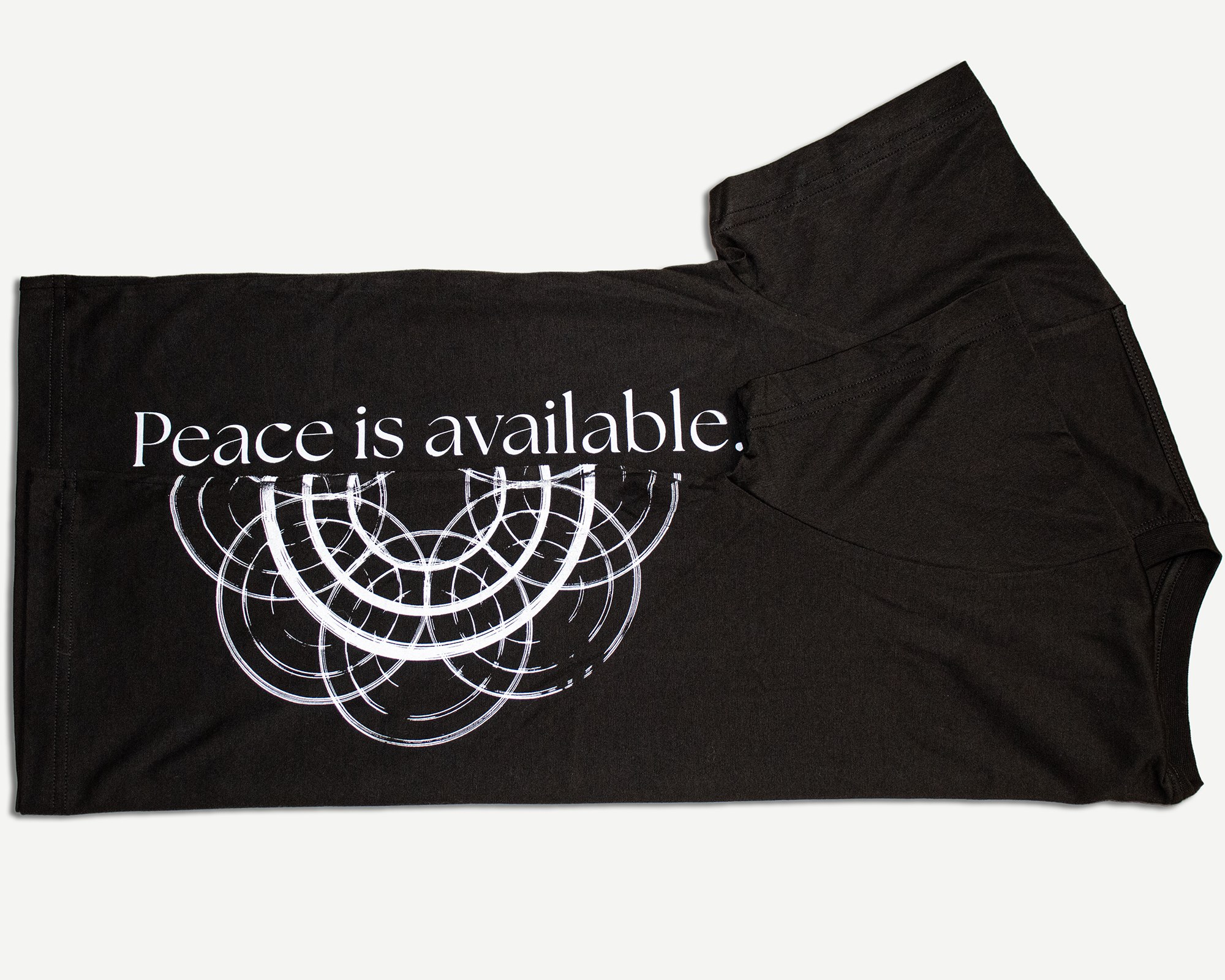 Peace is available hoodie with geometric design